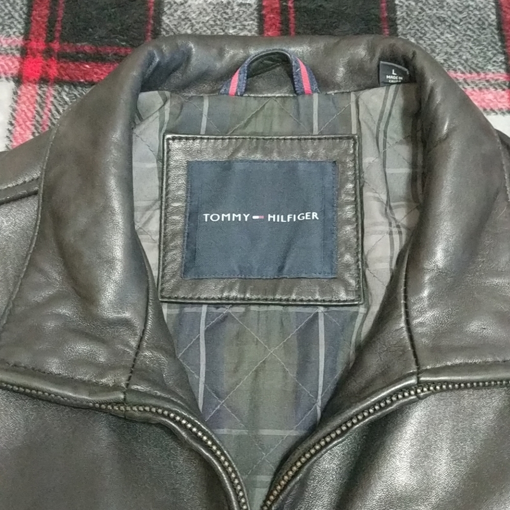Tommy Hilfiger Leather Jacket Size Large